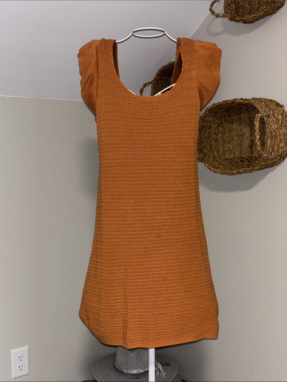 Promesa Rust Orange Knit Midi Dress
